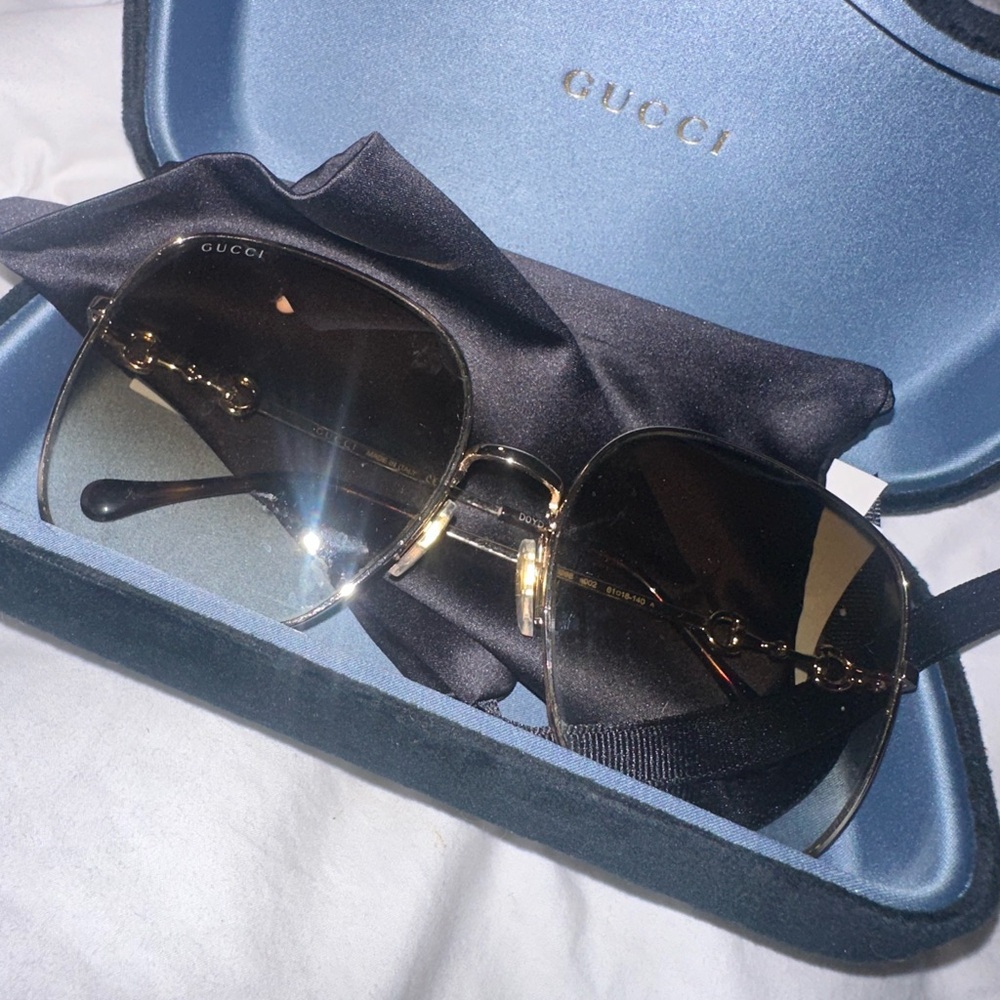 Gucci Gold-Tone Square Sunglasses - Picture 6 of 7